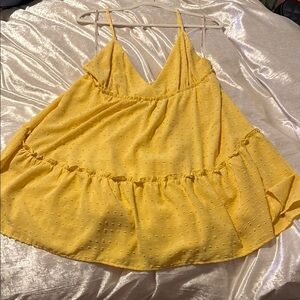 Yellow Sleeveless Ruffle Dress